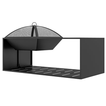 Feuerschale & Funkenrost mit Schürhaken, Metall, Schwarz
