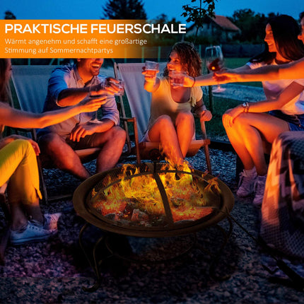 Feuerschale Feuerkorb mit Funkenschutz, Metall, 70,5x40 cm