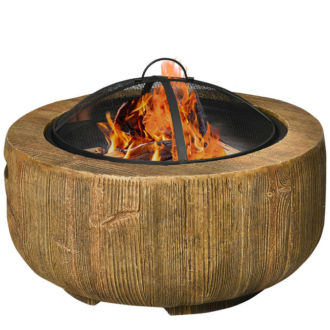Feuerschale aus Stahl mit Deckel und Schürhaken für Garten und Camping