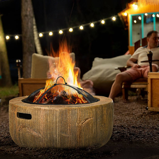 Feuerschale aus Stahl mit Deckel und Schürhaken für Garten und Camping