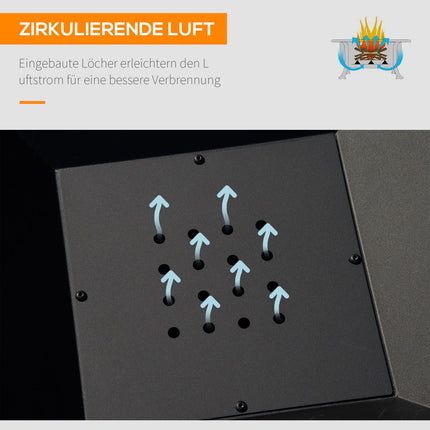 Feuerschale mit Grill & Funkenschutz, Stahl, 45x45x34 cm
