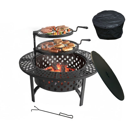 Fire Bowl with 2 Adjustable Swivel Grates