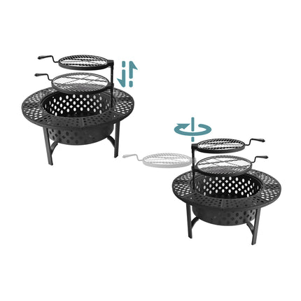 Fire Bowl with 2 Adjustable Swivel Grates