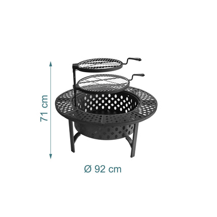 Fire Bowl with 2 Adjustable Swivel Grates