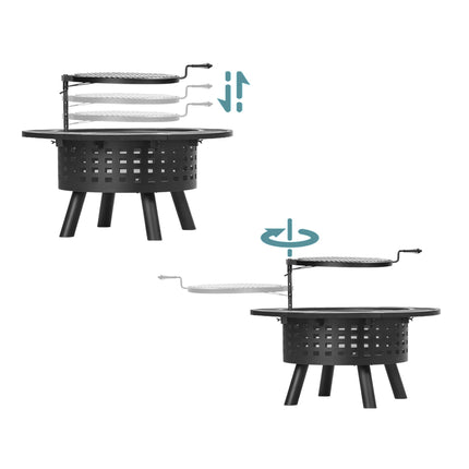 Fire Bowl with 360 Swivel Grill and Poker