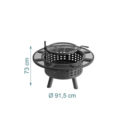 Fire Bowl with 360 Swivel Grill and Poker
