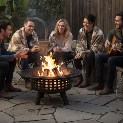Fire Bowl with 360 Swivel Grill and Poker
