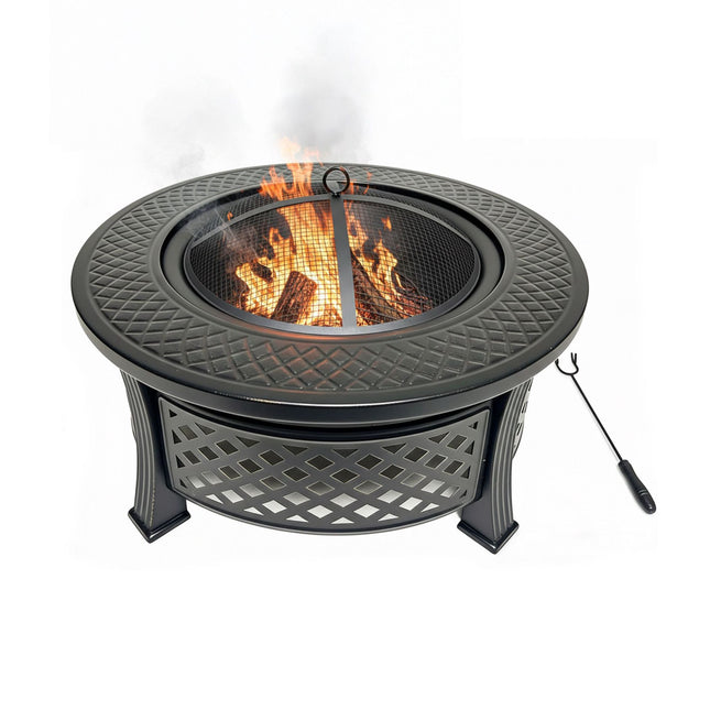 Feuerschale mit Grillrost und Funkenschutz, Stahl