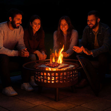 Fire Bowl with Spark Protection & Grill