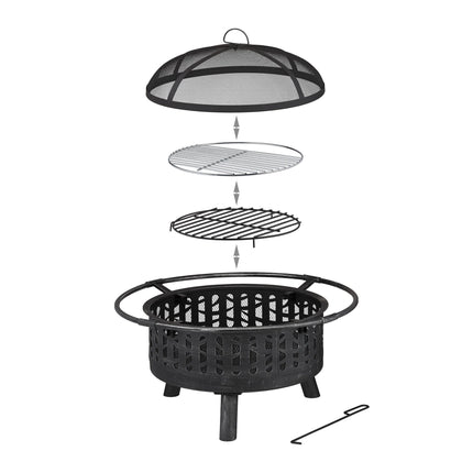 Fire Bowl with Spark Protection & Grill