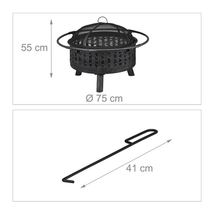 Fire Bowl with Spark Protection & Grill