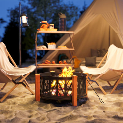Fire Pit 2-in-1, 75x58 cm, Spark Guard, Grill Grate