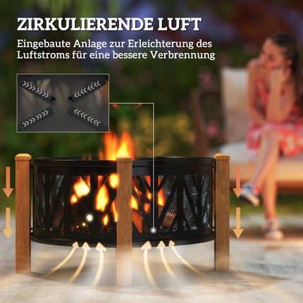 Fire Pit 2-in-1, 75x58 cm, Spark Guard, Grill Grate
