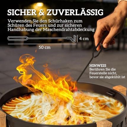 Fire Pit 2-in-1, 75x58 cm, Spark Guard, Grill Grate