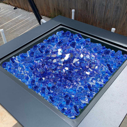 Fire Pit Glass, 35 lb Reflective Half-Inch, Cobalt Blue