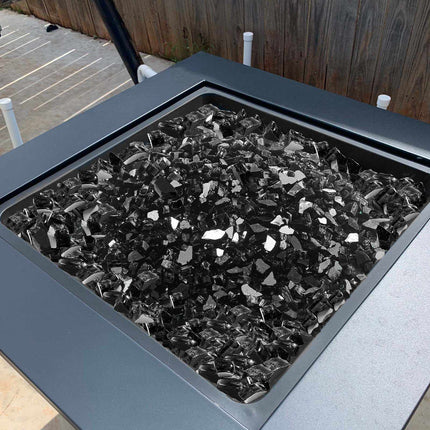 Fire Pit Glass, Black Reflective 10 lb 1/2-Inch