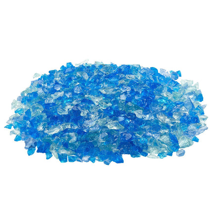 Fire Pit Glass Rocks, 10 lb 3/4-Inch Reflective Blue Mix