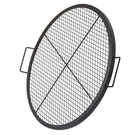 Fire Pit Grill Grate, 30-Inch Round Steel with Handle