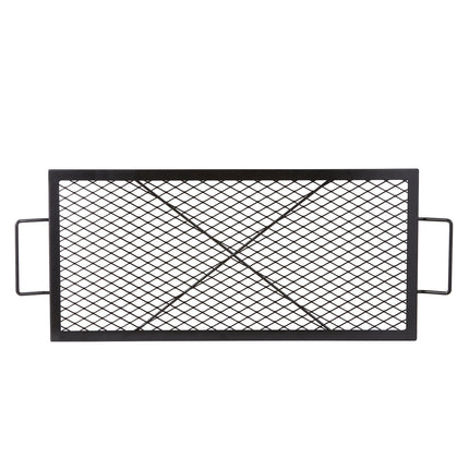 Fire Pit Grill Grate, 32 x 15 In Steel, Handle