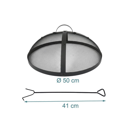 Fire Pit Spark Guard, Round Metal Mesh Cover, 50 cm
