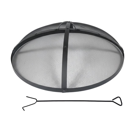 Funkenschutz für Feuerschale, rundes Metallgitter, inklusive Schürhaken, 70 cm