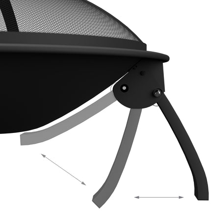 Feuerstelle mit Grillrost und Funkenschutz, klappbares Design