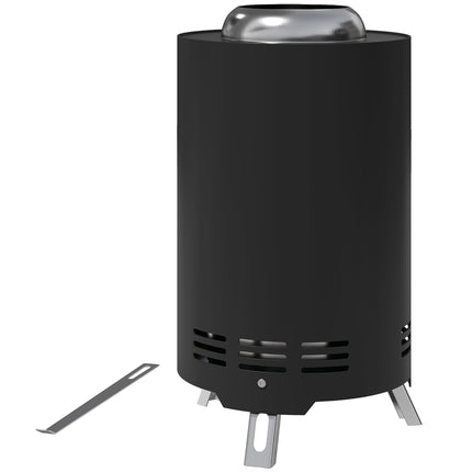 Stainless steel smoke-free fireplace with poker, Ø16x25cm