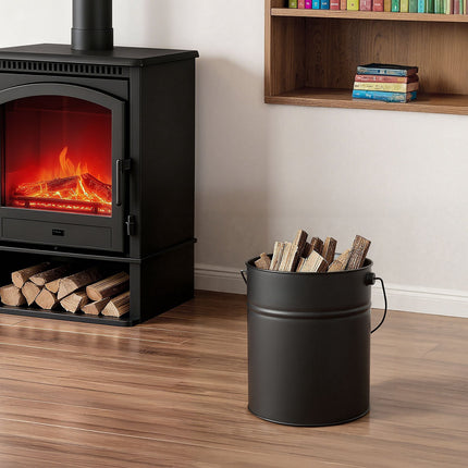 Fireplace Ash Bucket Set, 15L With Lid, Shovel, Brush