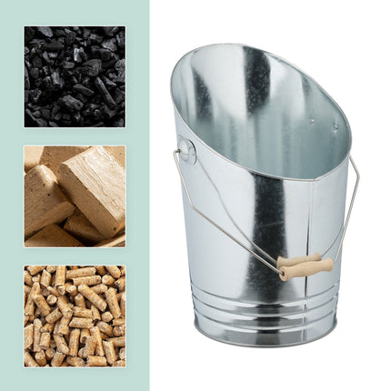 Kamin Ascheeimer mit Schaufel – Silberfarbenes Metall