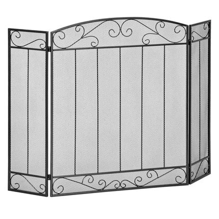 Klappbare Kaminabdeckung aus Stahl, 3-teilig, 105 x 80,5 cm, schwarz