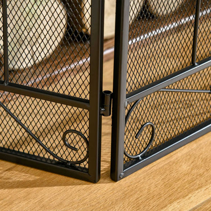 Klappbare Kaminabdeckung aus Stahl, 3-teilig, 105 x 80,5 cm, schwarz