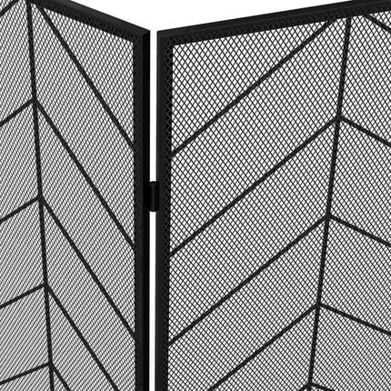 Open haardbeschermer, opklapbare haardpoort met 3 panelen, ovenbeschermer, vonkenbeschermer voor woonkamer, staal, 135 x 85 cm, zwart