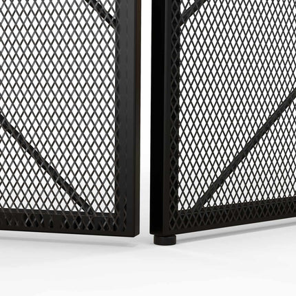 Open haardbeschermer, opklapbare haardpoort met 3 panelen, ovenbeschermer, vonkenbeschermer voor woonkamer, staal, 135 x 85 cm, zwart