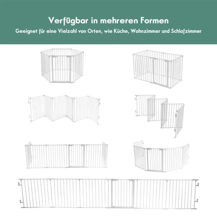 Kaminschutzgitter mit Tür & Wandmontage, Weißes Eisen
