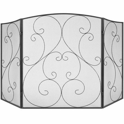 Fireplace Screen, 3-Panel Iron Mesh, 48-Inch Wide