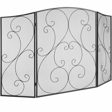 Fireplace Screen, 3-Panel Iron Mesh, 48-Inch Wide