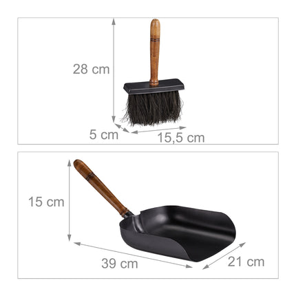 Fireplace Sweeping Set with Jute Bristles and Dustpan