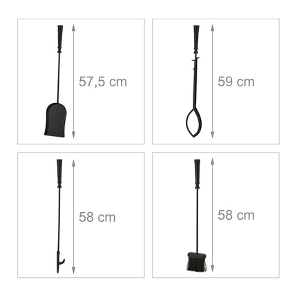 Fireplace Tool Set, 5-Piece Metal Accessories