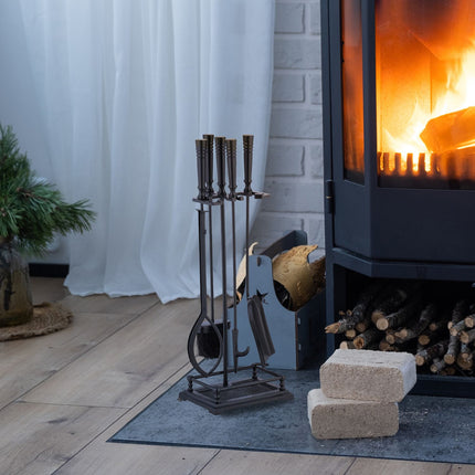 Fireplace Tool Set, 5-Piece Metal Accessories