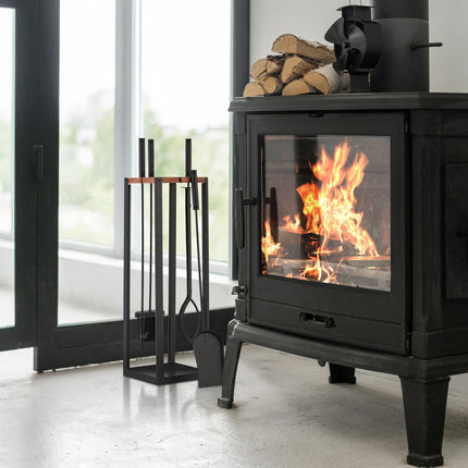 Fireplace Tool Set, 5-Piece Metal with Stand
