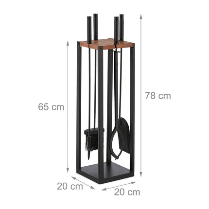 Fireplace Tool Set, 5-Piece Metal with Stand