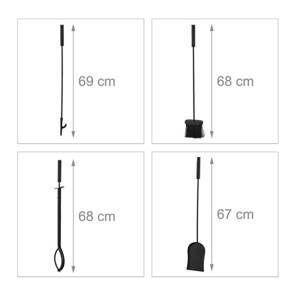 Fireplace Tool Set, 5-Piece Metal with Stand