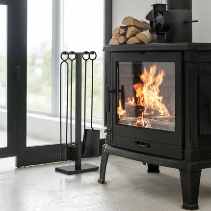 Fireplace Tool Set, Black Metal – Modern Design