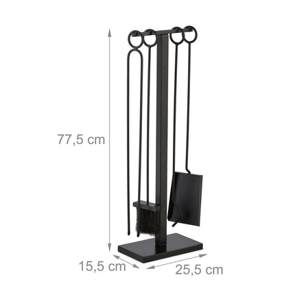 Fireplace Tool Set, Black Metal – Modern Design