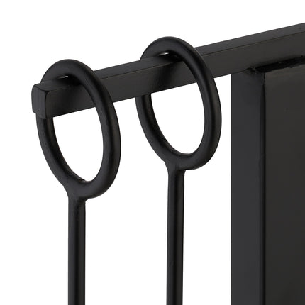 Fireplace Tool Set, Black Metal – Modern Design
