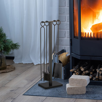 Fireplace Tool Set, Black Metal – Modern Design