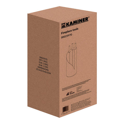 Kamingarnitur, Stahl 4-teilig mit Ständer