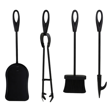 Kaminbesteck-Set mit Ständer – Edelstahl, 5-teilig