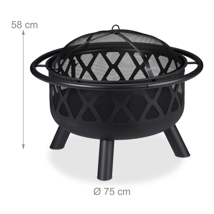 Fireplace with grill grate and spark guard