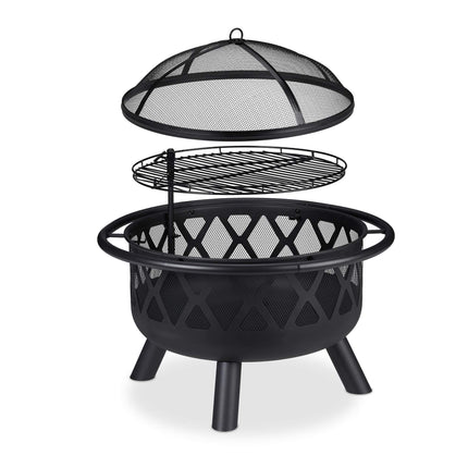 Fireplace with grill grate and spark guard